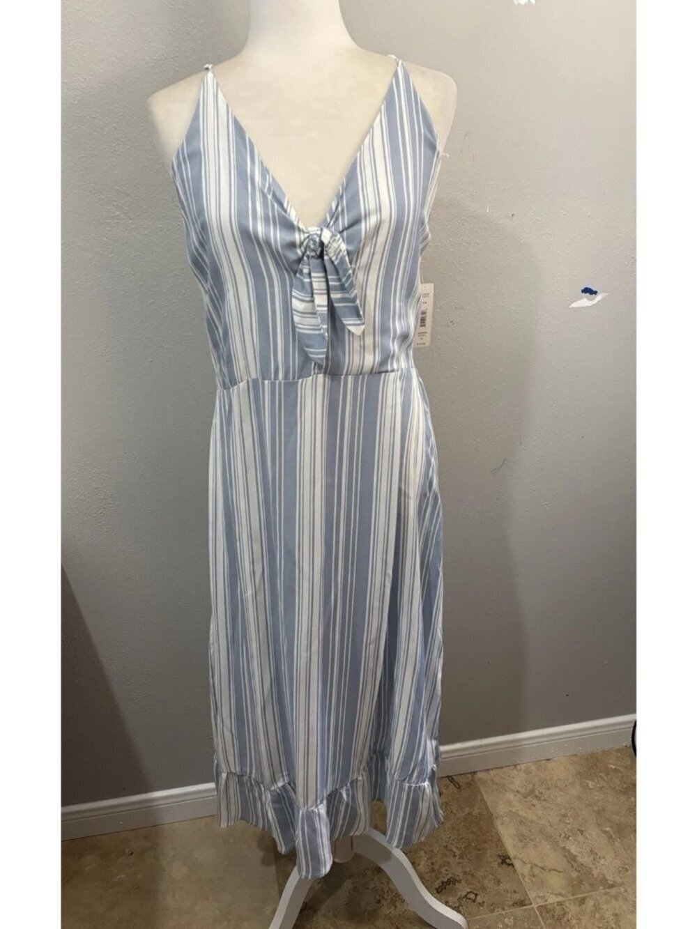 Justify Striped Blue White Nautical Coastal Dress Size XL